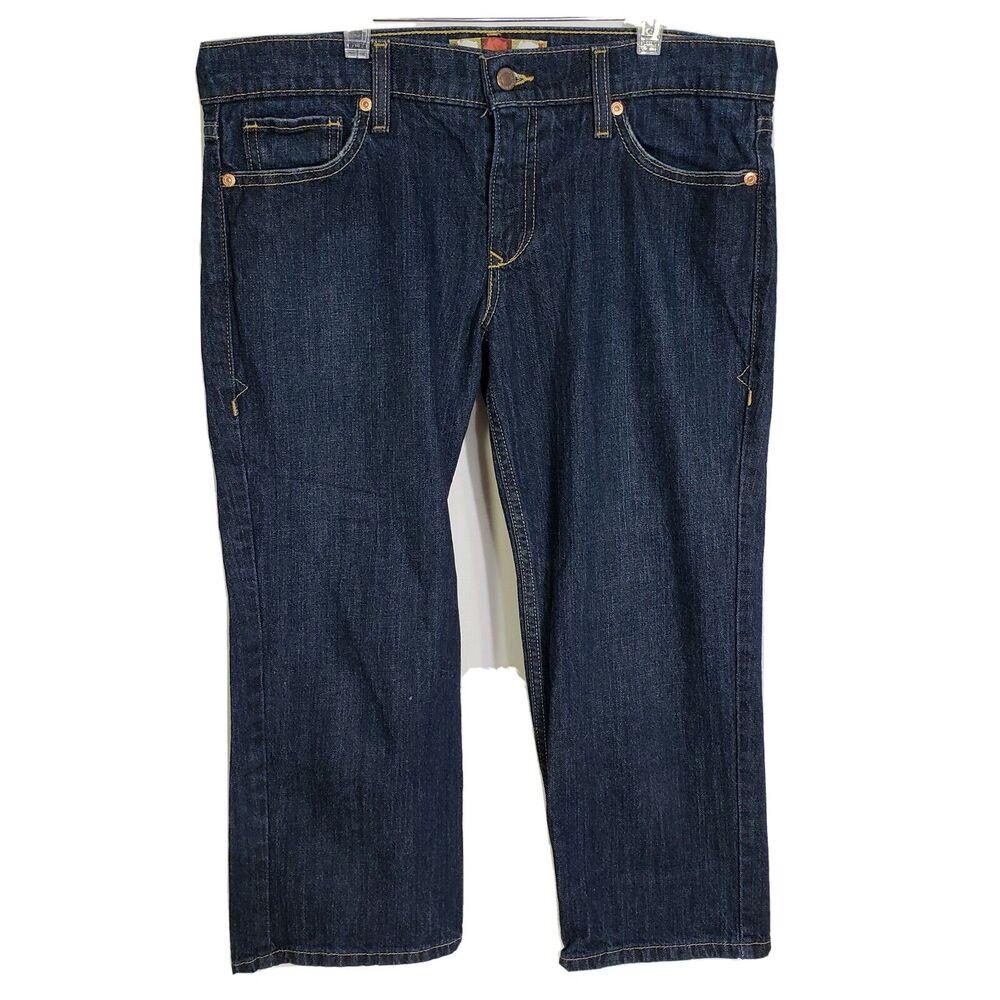 Old Navy Womens Jean Capris Size 10 Ultra Low Waist Blue Denim Stretch Dark Wash